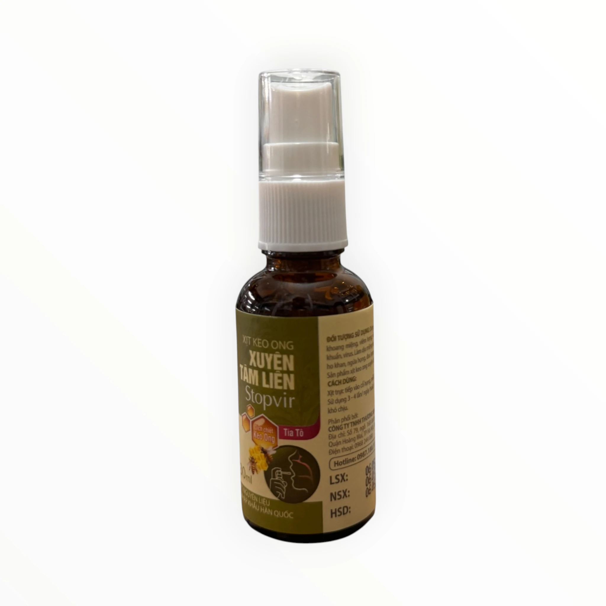 Dung dịch xịt miệng Xịt Keo Ong Xuyên Tâm Liên Dịch chiết Keo ong, Dịch chiết Xuyên Tâm Liên Làm sạch miệng, kháng khuẩn (Chai 30 ml) 7 Xuyên tâm liên 7