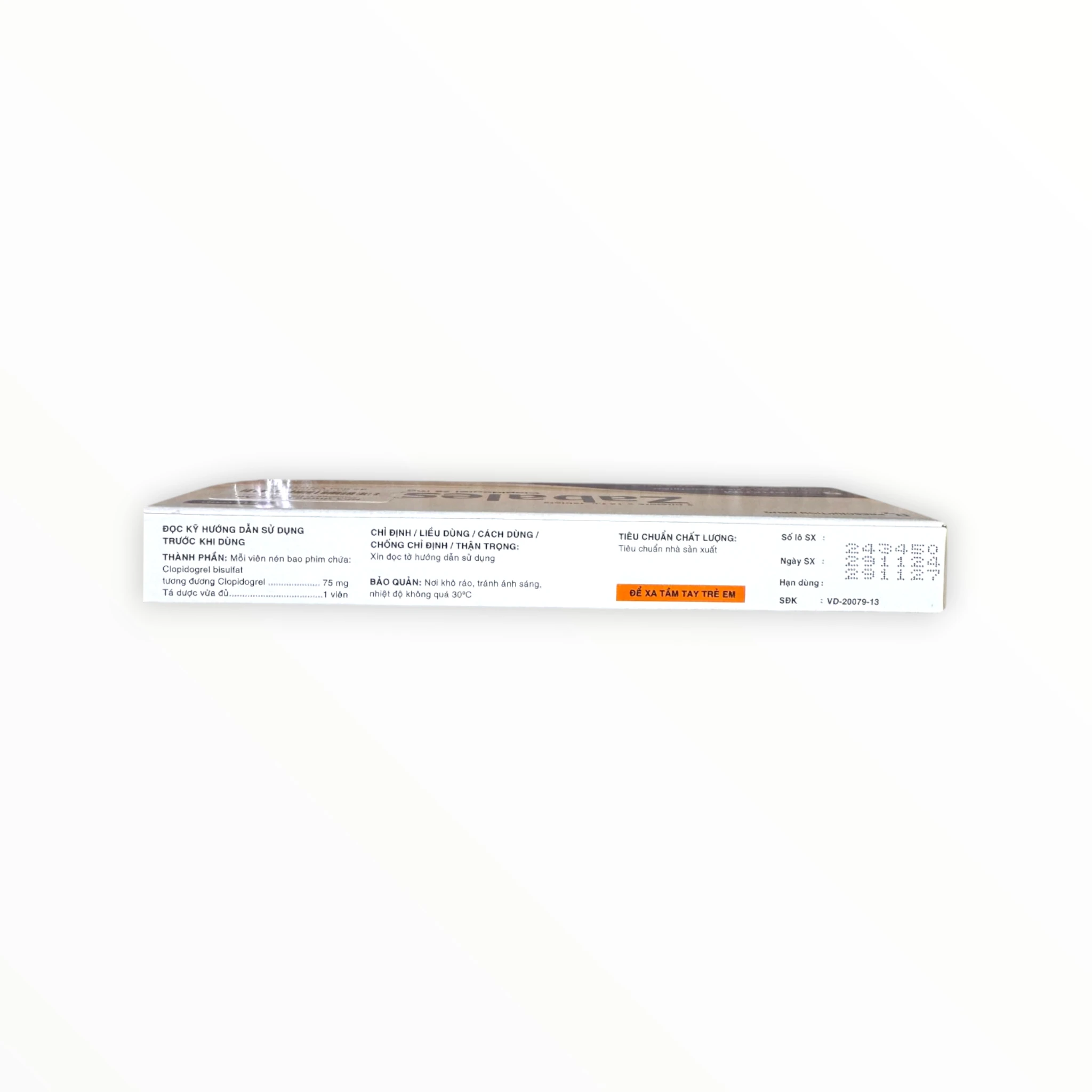 Viên nén bao phim Zabales 75mg DAVIPHARM Dự phòng nhồi máu cơ tim, đột quỵ, bệnh mạch máu ngoại biên (Hộp 2 vỉ x 14 viên nén bao phim) 2 Zabales 75mg (2)