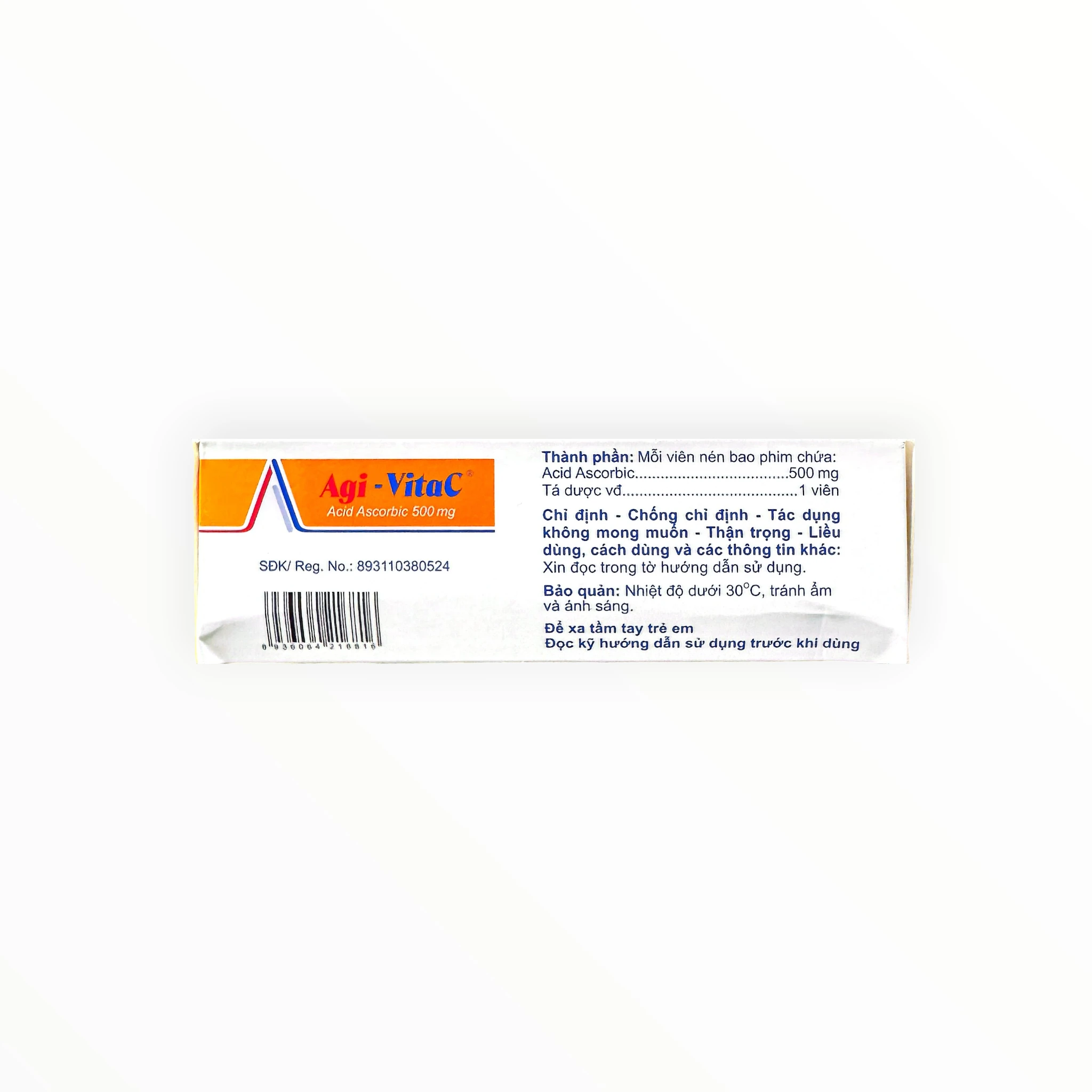 Thuốc Agi-VitaC Ascorbic Acid (Vitamin C) 500mg viên nén bao phim 3 Thuốc Agi-VitaC Ascorbic Acid (Vitamin C) 500mg viên nén bao phim - hộp 3