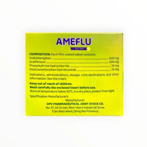 Thuốc viên nén Ameflu Day Time Acetaminophen 500mg Guaifenesin 200mg Phenylephrine 10mg Dextromethorphan 15mg trị cảm cúm không gây buồn ngủ (Hộp 10 vỉ x 12 viên) - hộp 2