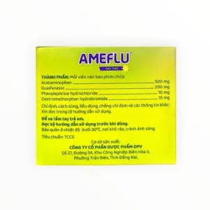 Thuốc viên nén Ameflu Day Time Acetaminophen 500mg Guaifenesin 200mg Phenylephrine 10mg Dextromethorphan 15mg trị cảm cúm không gây buồn ngủ (Hộp 10 vỉ x 12 viên) - hộp 3