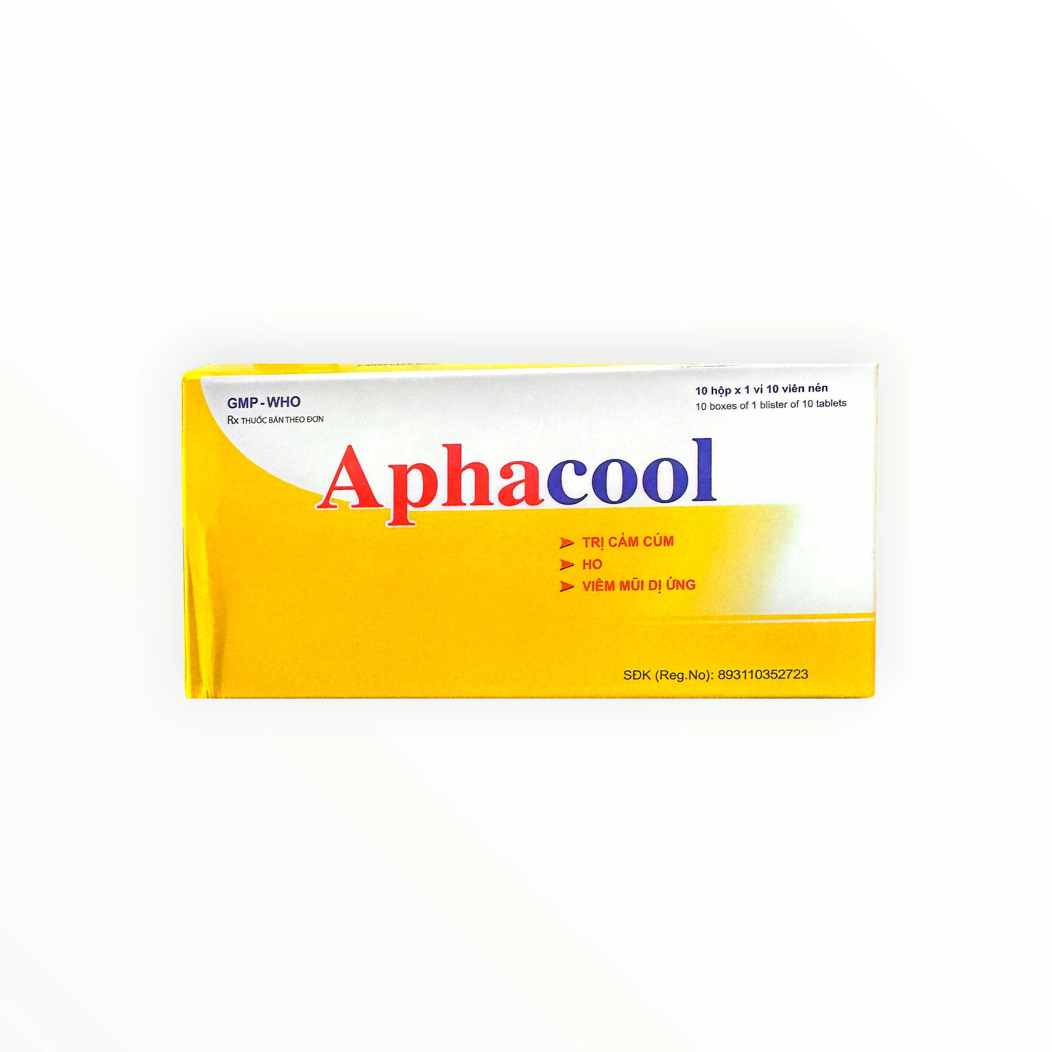 Thuốc Aphacool Paracetamol/Loratadin/Dextromethorphan trị cảm cúm, ho, viêm mũi dị ứng (Hộp 10 hộp x 1 vỉ x 10 viên nén) 1 Thuốc Aphacool Paracetamol/Loratadin/Dextromethorphan trị cảm cúm, ho, viêm mũi dị ứng (Hộp 10 hộp x 1 vỉ x 10 viên nén) - hộp 1