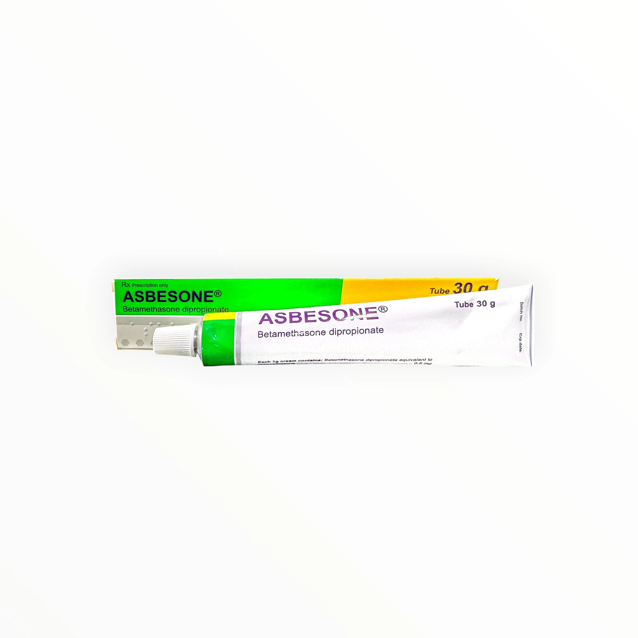 Kem bôi da Asbesone Betamethason dipropionat 0,5mg/g chống viêm, trị chàm, viêm da, vảy nến da đầu (Tuýp 30g) 4 Kem bôi da Asbesone Betamethason dipropionat 0,5mg/g chống viêm, trị chàm, viêm da, vảy nến da đầu (Tuýp 30g) - tuýp 1
