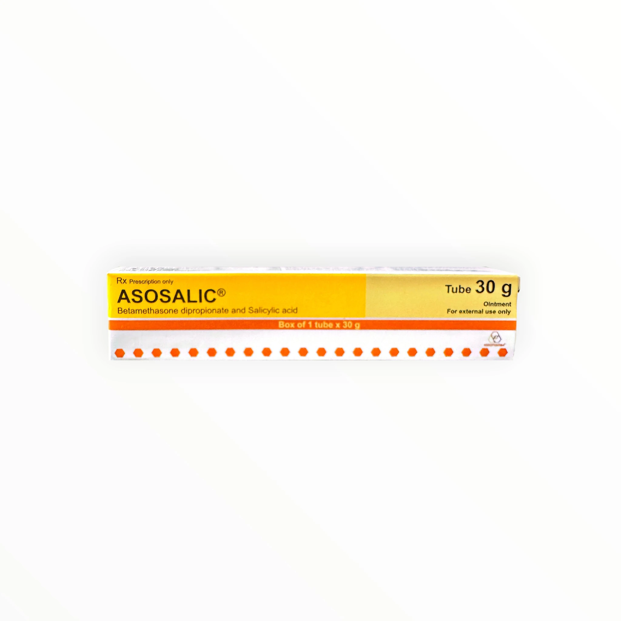 Thuốc mỡ Asosalic Betamethason dipropionat 0,5mg, Acid salicylic 30mg/g trị bệnh sừng hóa và khô da (Tuýp 30g) 1 Thuốc mỡ Asosalic Betamethason dipropionat 0,5mg, Acid salicylic 30mg/g trị bệnh sừng hóa và khô da (Tuýp 30g) - hộp 1