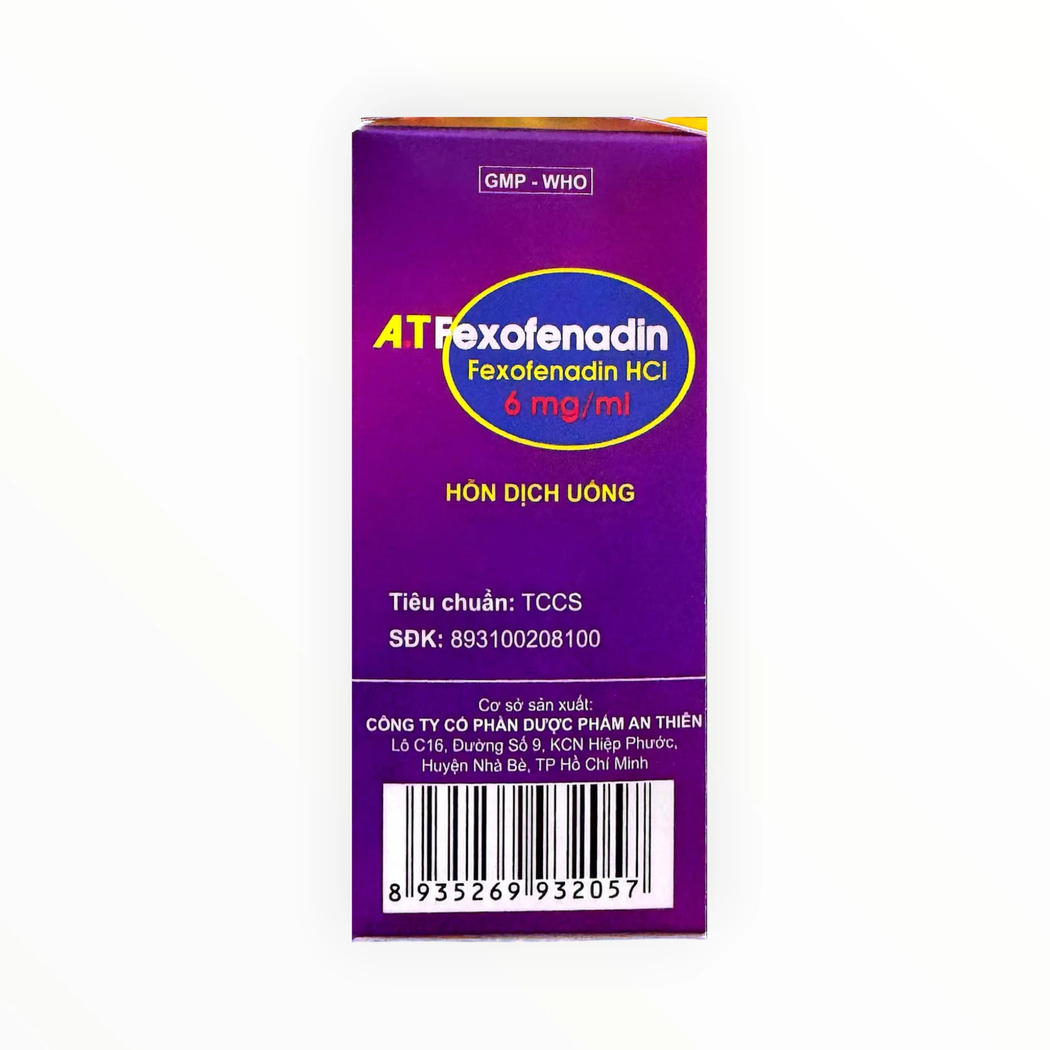 Hỗn dịch uống AT Fexofenadin Fexofenadin 6mg/ml trị viêm mũi dị ứng theo mùa, mày đay mạn tính vô căn (Hộp 1 chai 30ml) 2 at fexofenadin 2 1