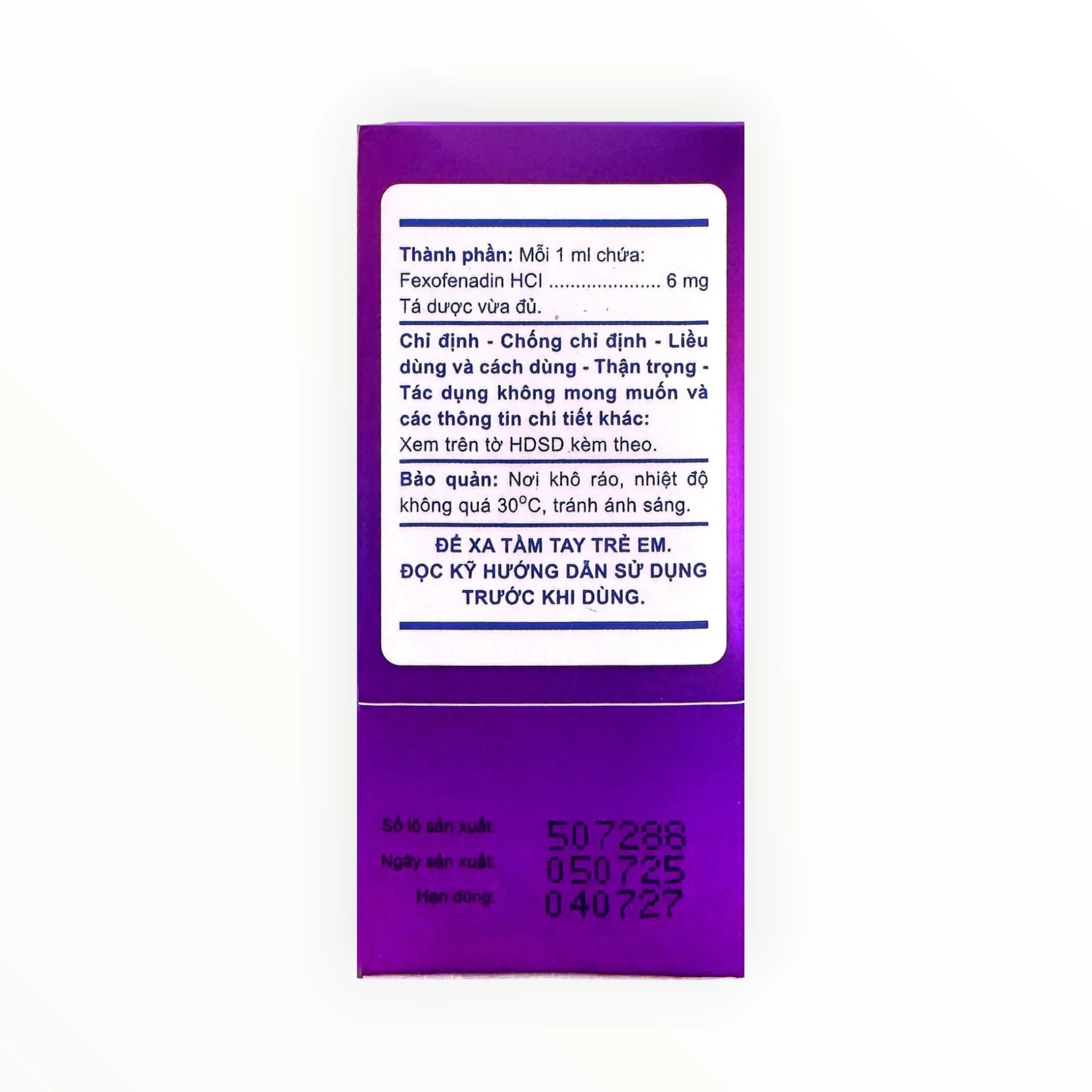 Hỗn dịch uống AT Fexofenadin Fexofenadin 6mg/ml trị viêm mũi dị ứng theo mùa, mày đay mạn tính vô căn (Hộp 1 chai 30ml) 3 at fexofenadin 3 1