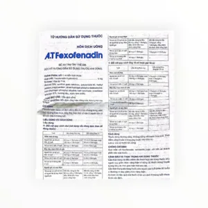 Hỗn dịch uống AT Fexofenadin Fexofenadin 6mg/ml trị viêm mũi dị ứng theo mùa, mày đay mạn tính vô căn (Hộp 1 chai 30ml) 9 at fexofenadin 5 1