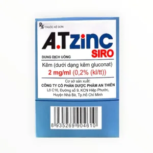 Siro A.T Zinc Kẽm Gluconat 2mg/ml bổ sung và điều trị thiếu kẽm, hỗ trợ điều trị tiêu chảy kéo dài (Hộp 30 ống x 5ml) 8 Siro A.T Zinc Kẽm Gluconat 2mg/ml bổ sung và điều trị thiếu kẽm, hỗ trợ điều trị tiêu chảy kéo dài (Hộp 30 ống x 5ml) - hộp 3