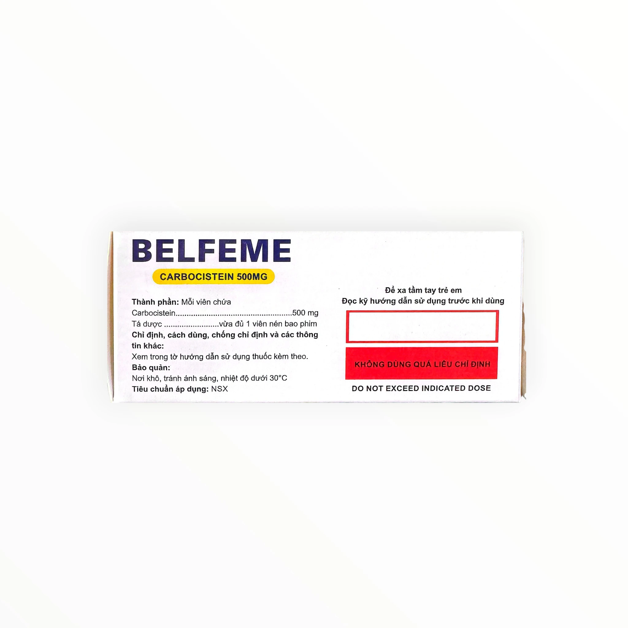 Thuốc Belfeme Carbocistein 500mg long đờm viêm đường hô hấp (Hộp 6 vỉ x 10 viên) 2 Thuốc Belfeme Carbocistein 500mg long đờm viêm đường hô hấp (Hộp 6 vỉ x 10 viên) - hộp 2