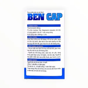 Viên nang cứng Ben Cap Thymomodulin 80mg tăng cường sức đề kháng, hỗ trợ giảm nguy cơ bệnh hô hấp (Hộp 6 vỉ x 10 viên) - hộp 3