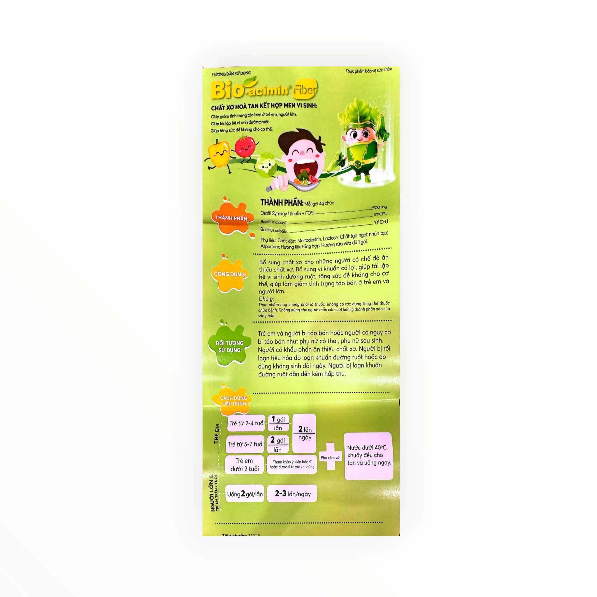 Cốm Bio-acimin Fiber bổ sung chất xơ, giảm táo bón, tăng đề kháng (Hộp 30 gói x 4g) 4 Bio-acimin Fiber - tờ hướng dẫn sử dụng 1