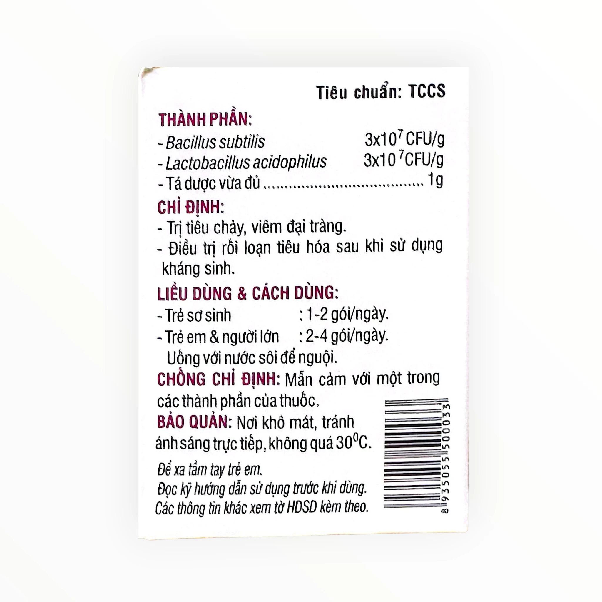 Thuốc bột Biosubtyl DL điều trị tiêu chảy, viêm đại tràng, rối loạn tiêu hóa (Hộp 25 gói x 1g) 3 Biosubtyl DL - hộp 3