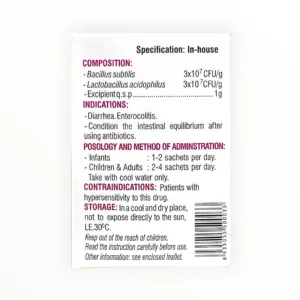 Thuốc bột Biosubtyl DL điều trị tiêu chảy, viêm đại tràng, rối loạn tiêu hóa (Hộp 25 gói x 1g) 11 Biosubtyl DL - hộp 6