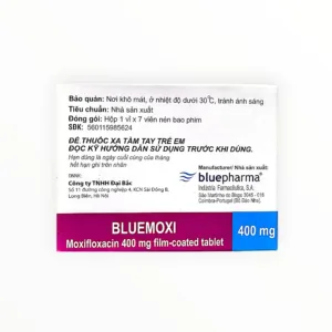 Thuốc Bluemoxi 400mg Moxifloxacin điều trị viêm phổi cộng đồng, nhiễm khuẩn da và mô mềm, viêm xoang cấp (Hộp 1 vỉ x 7 viên) - hộp 2
