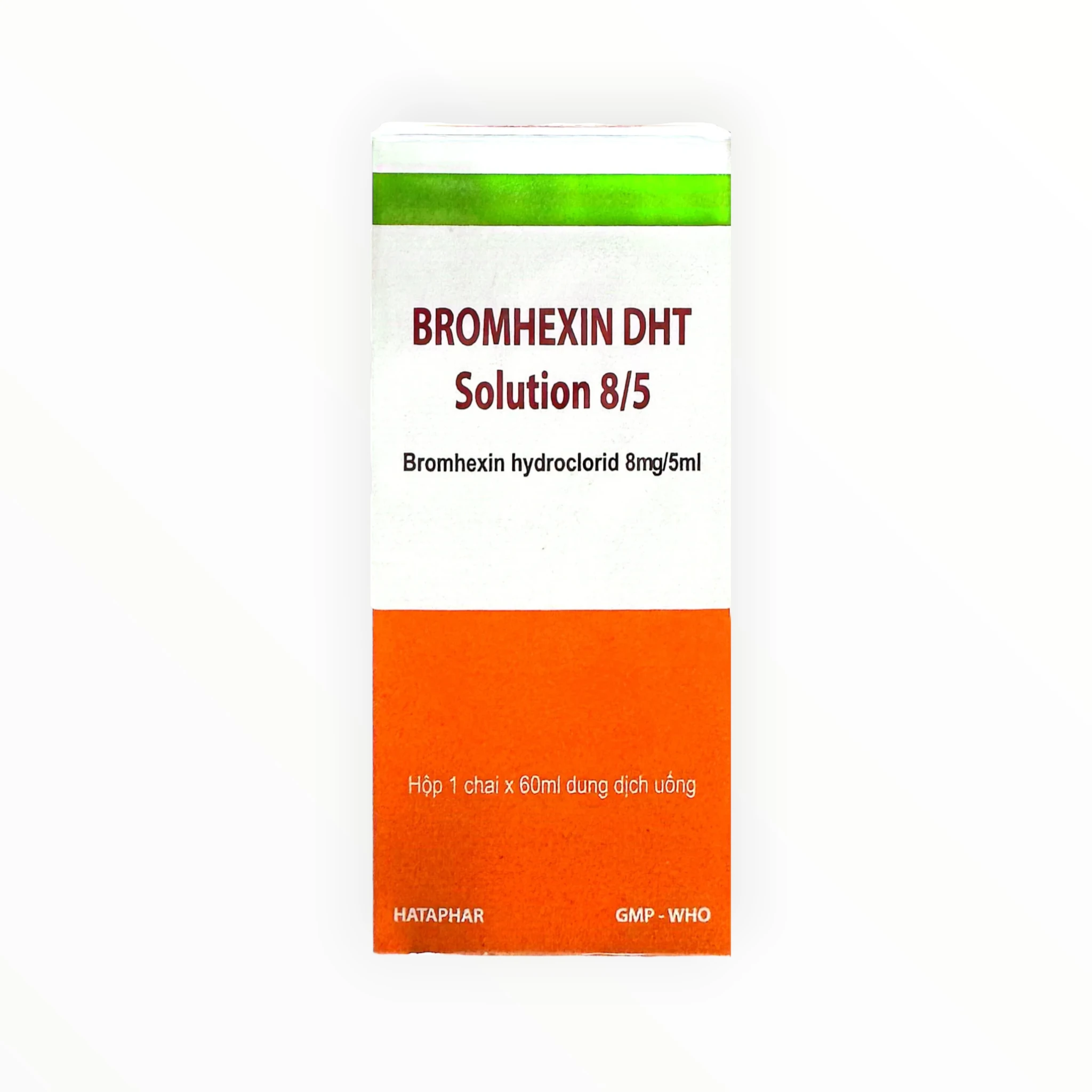 Dung dịch uống Bromhexin DHT 8mg/5ml tiêu nhầy trong viêm phế quản, giãn phế quản, viêm xoang (Hộp 1 chai 60ml) 1 bromhexin dht 8 5 1 1