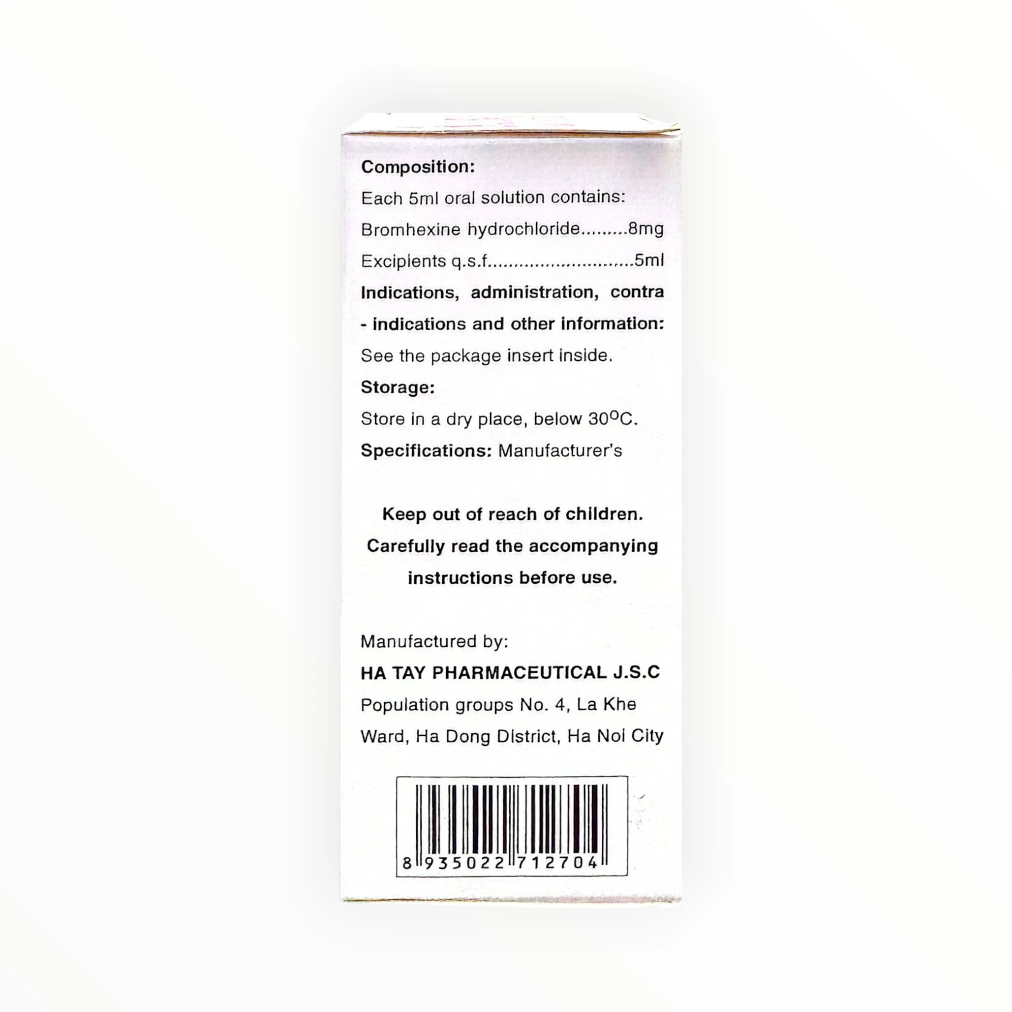 Dung dịch uống Bromhexin DHT 8mg/5ml tiêu nhầy trong viêm phế quản, giãn phế quản, viêm xoang (Hộp 1 chai 60ml) 3 bromhexin dht 8 5 3 1