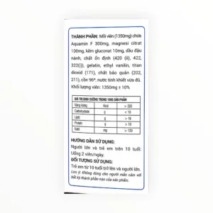 Viên nang mềm Canxi Magie Kingphar Aquamin F 300mg, Magie citrat 100mg, Kẽm gluconat 10mg (Hộp 60 viên) - hộp 2