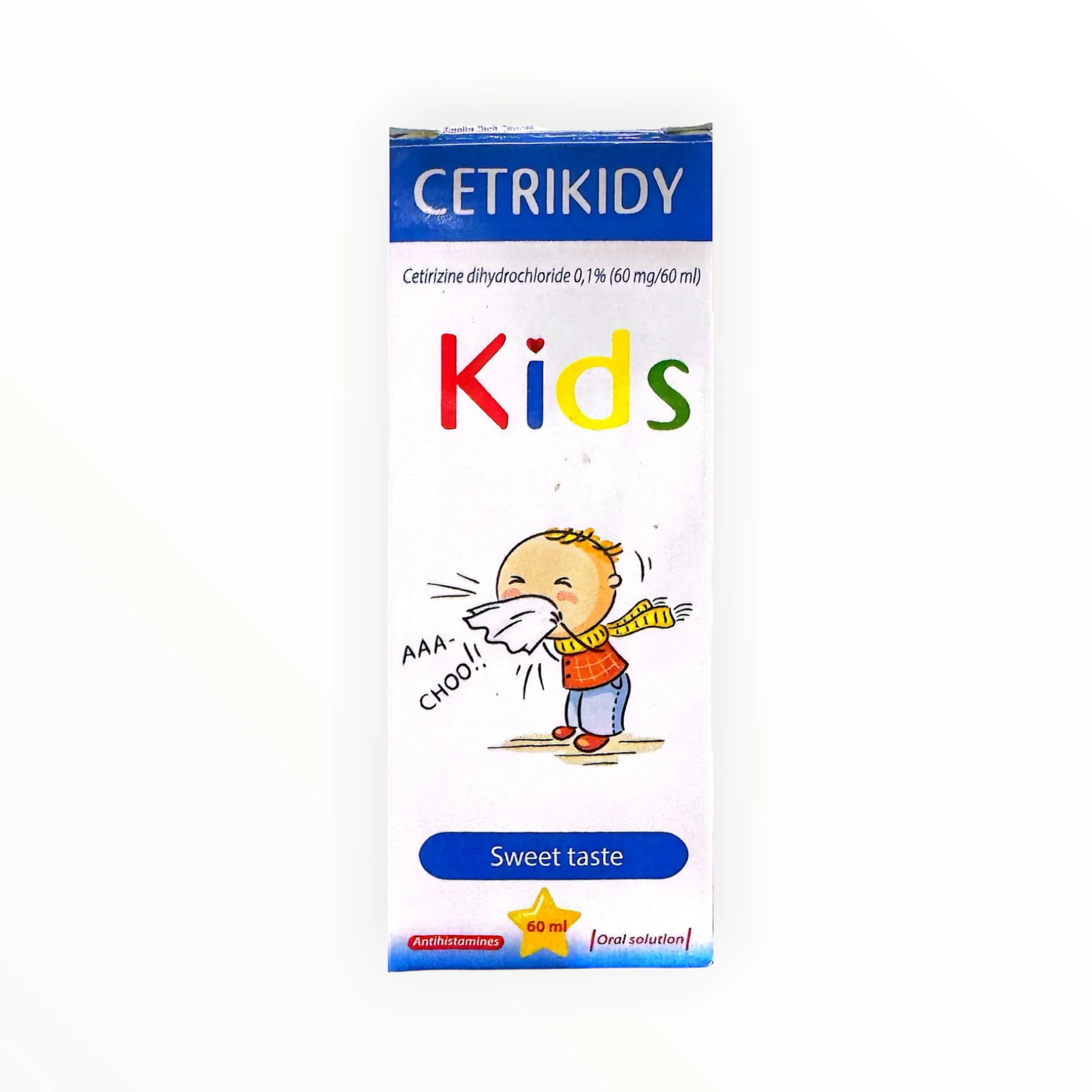 Dung dịch uống Cetrikidy Kids Cetirizin 5mg/5ml giảm triệu chứng viêm mũi dị ứng, mày đay (Hộp 1 chai 60ml) 1 cetrikidy kids 1 1