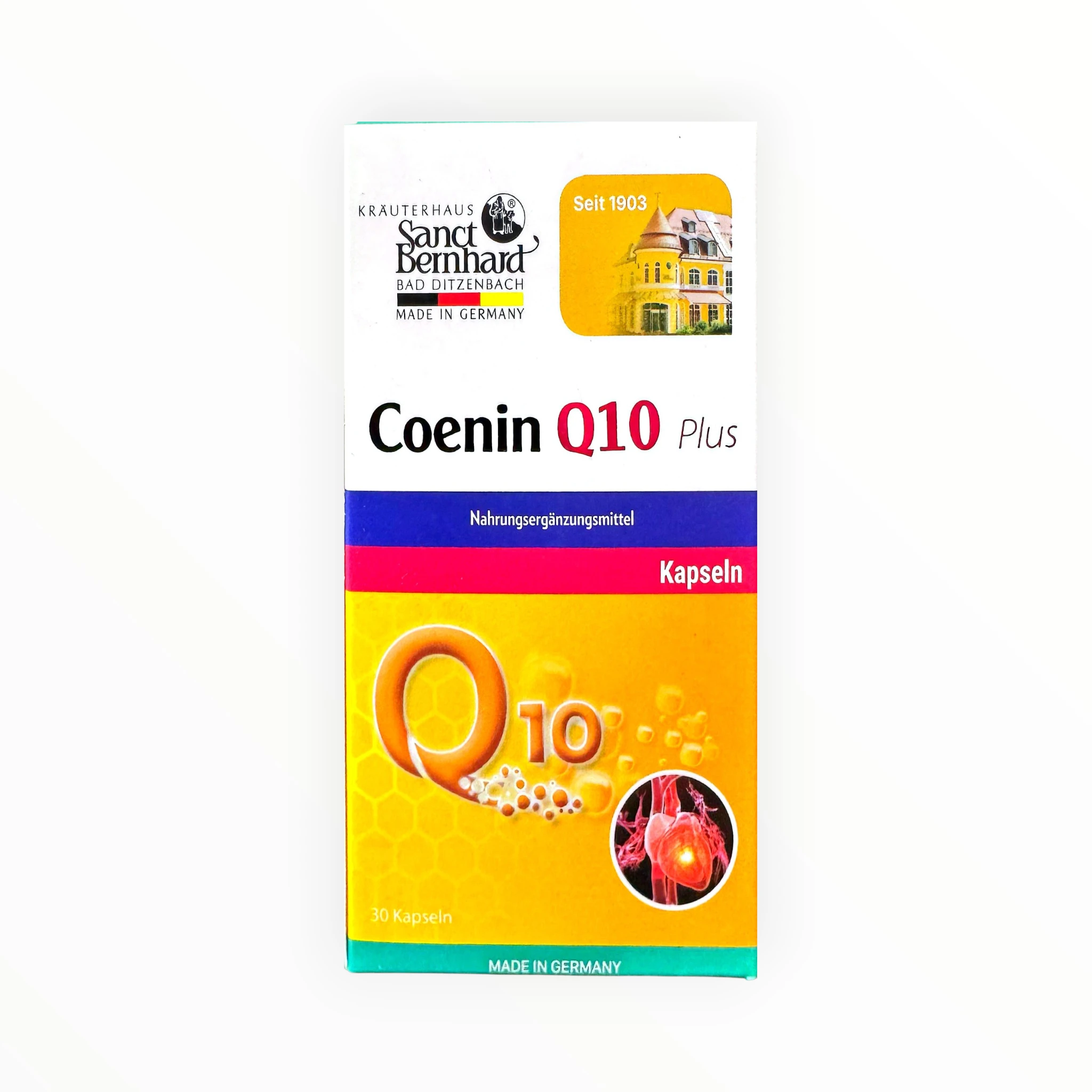 Viên nang Coenin Q10 Plus Kapseln Sanct Bernhard Coenzyme Q10 50mg hỗ trợ chống oxy hóa, tốt cho tim mạch (Hộp 30 viên) 1 Viên nang Coenin Q10 Plus Kapseln Sanct Bernhard Coenzyme Q10 50mg hỗ trợ chống oxy hóa, tốt cho tim mạch (Hộp 30 viên) - hộp 1