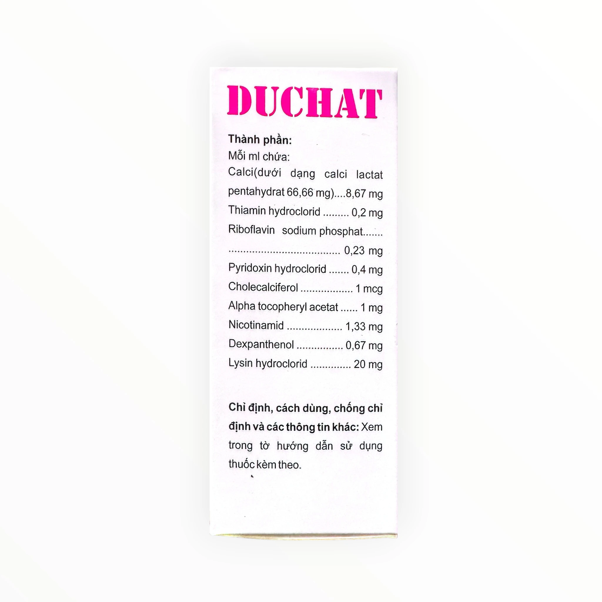 Thuốc Duchat dung dịch uống bổ sung Calci, Lysin và Vitamin nhóm B (Hộp 4 vỉ x 5 ống x 7,5ml) 3 Thuốc Duchat dung dịch uống bổ sung Calci, Lysin và Vitamin nhóm B (Hộp 4 vỉ x 5 ống x 7,5ml) - hộp 3