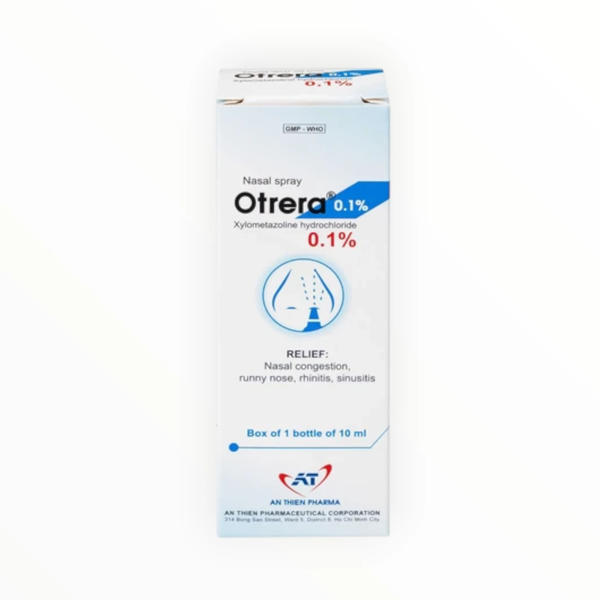 Dung dịch xịt mũi Otrera 0,1% Xylometazoline giảm nghẹt mũi, sổ mũi, viêm xoang (Chai 10ml) 4 Hộp dung dịch xịt mũi Otrera 0,1% Xylometazoline