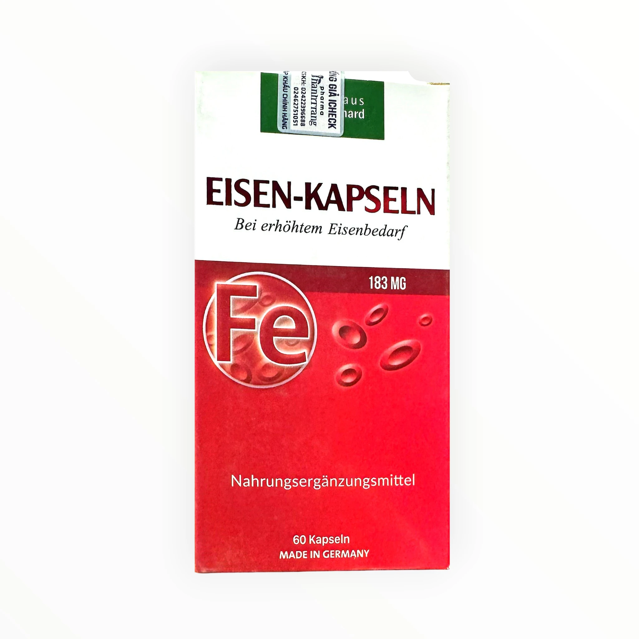 Viên nang Eisen-Kapseln bổ sung sắt, hỗ trợ cải thiện thiếu máu do thiếu sắt (Hộp 60 viên) 1 Eisen-Kapseln - hộp