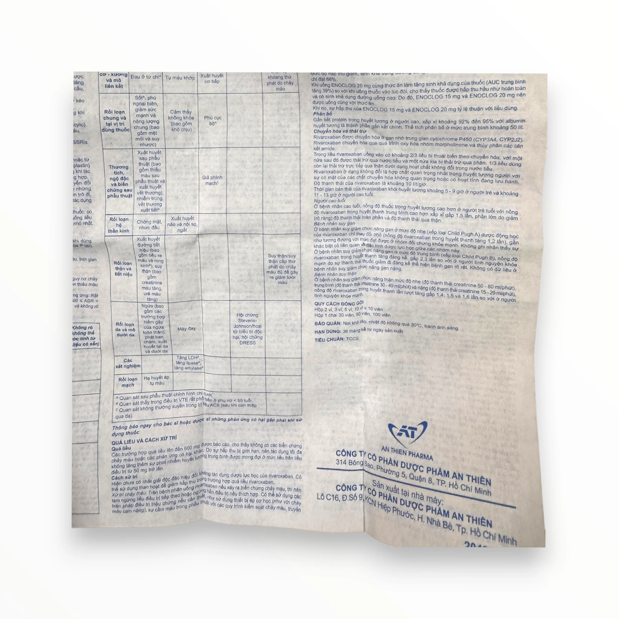 Viên nén bao phim Enoclog 15mg An Thiên Pharma Phòng ngừa đột quỵ, điều trị DVT/PE (Hộp 3 vỉ x 10 viên nén bao phim) 5 enoclog 15mg (3)