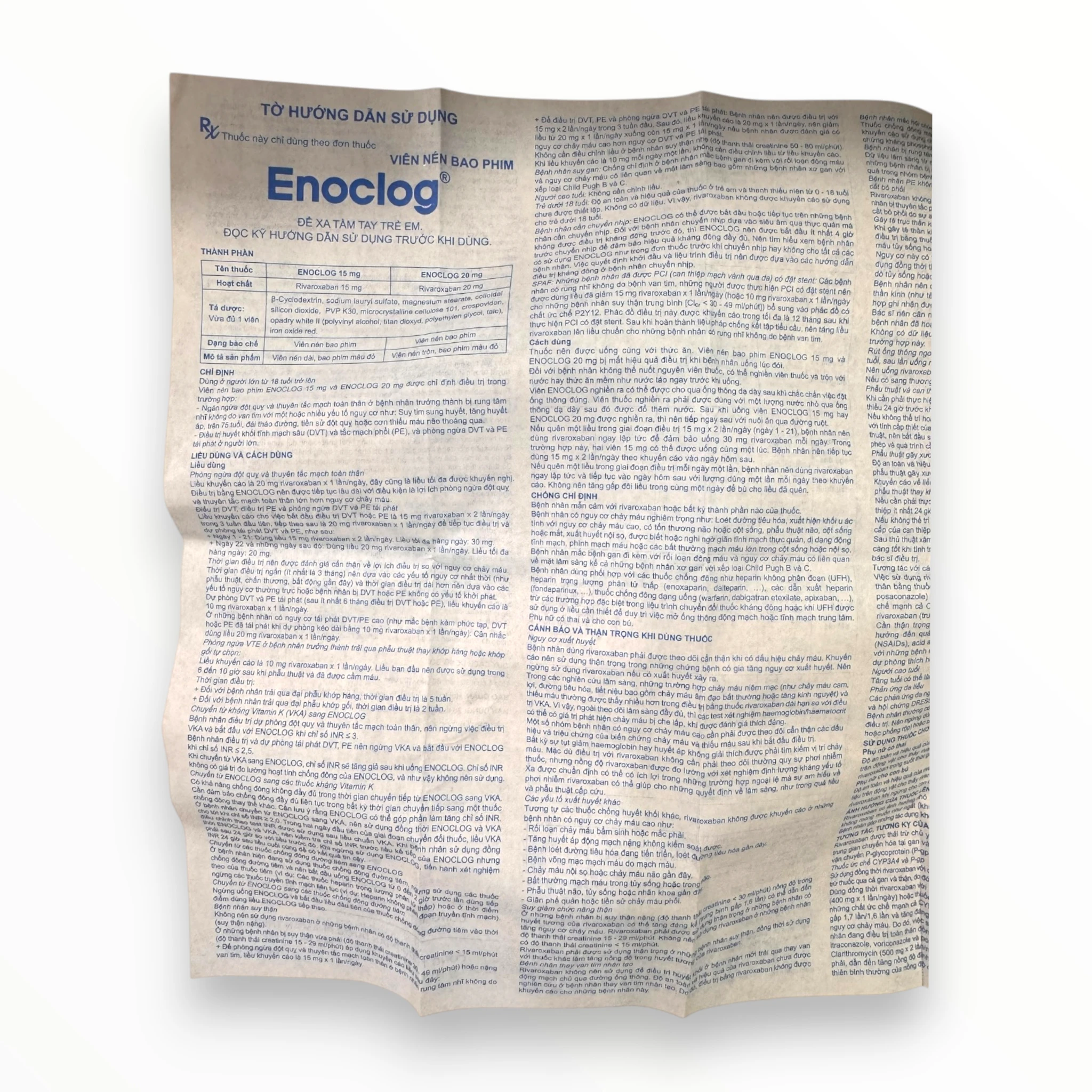 Viên nén bao phim Enoclog 15mg An Thiên Pharma Phòng ngừa đột quỵ, điều trị DVT/PE (Hộp 3 vỉ x 10 viên nén bao phim) 6 enoclog 15mg (6)