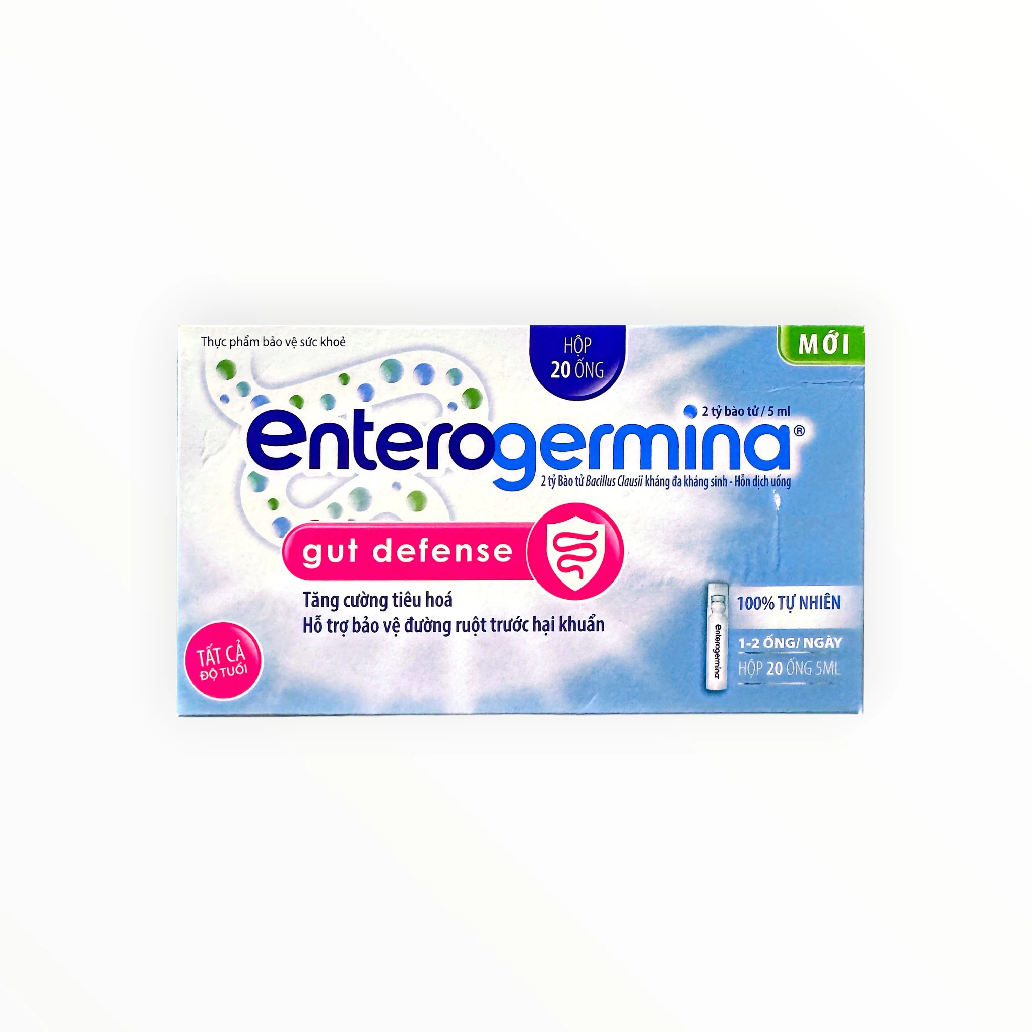 Hỗn dịch uống Enterogermina Gut Defense tăng cường tiêu hóa, bảo vệ đường ruột (Hộp 20 ống x 5ml) 1 Enterogermina Gut Defense - hộp 1