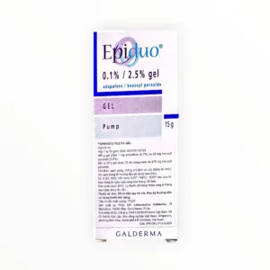 Gel bôi da Epiduo Adapalen 0,1%, Benzoyl peroxid 2,5% trị mụn trứng cá bít tắc, mụn sẩn, mụn mủ (Lọ 15g) - hộp 1