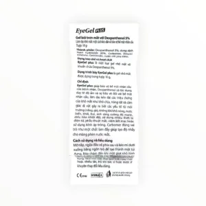 Thuốc EyeGel Plus Dexpanthenol 5% giảm khô mắt, dưỡng ẩm bề mặt nhãn cầu (Tuýp 10g) - tờ hướng dẫn sử dụng 3