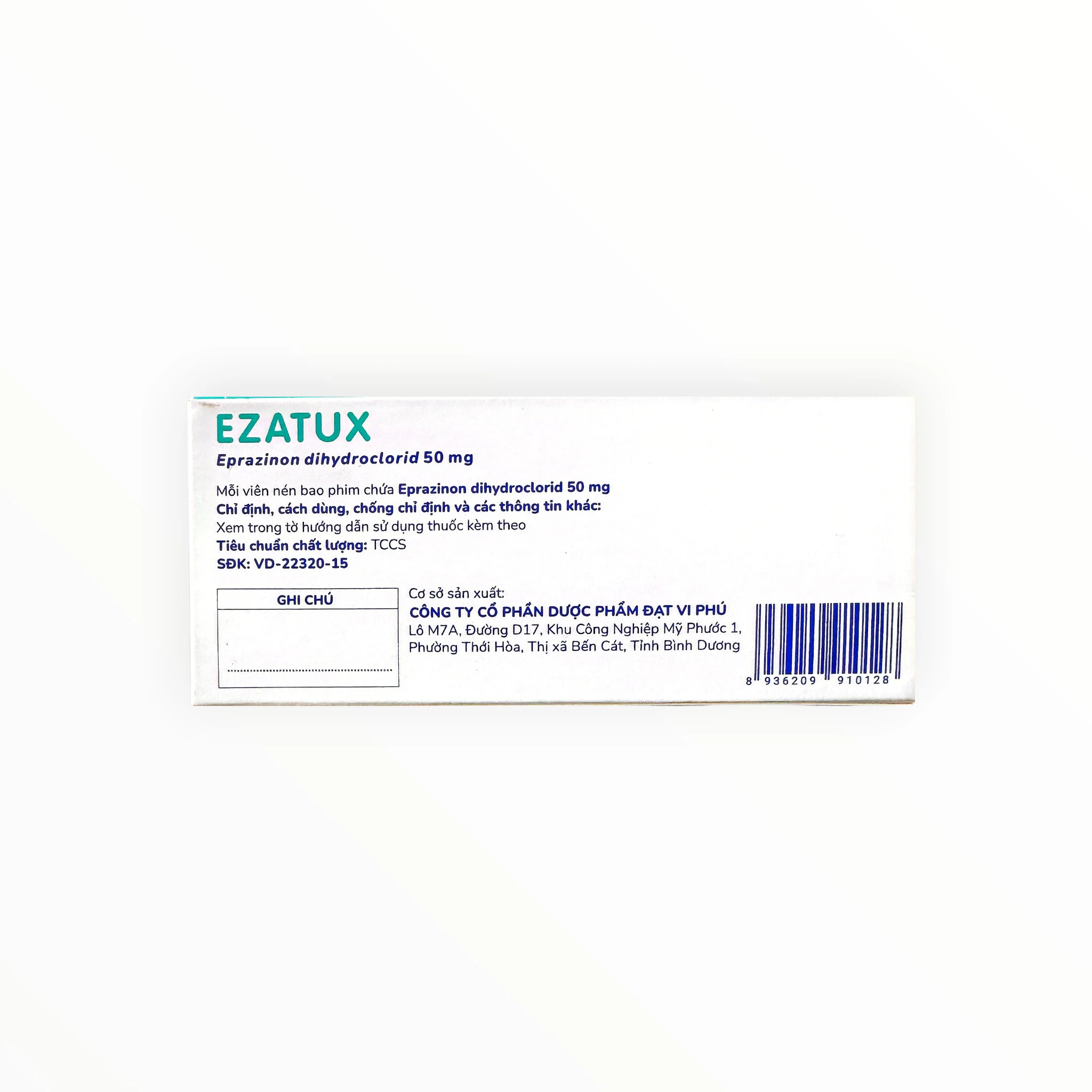 Thuốc Ezatux 50mg (Eprazinon dihydroclorid) long đờm, trị ho - Davipharm 2 Thuốc Ezatux 50mg (Eprazinon dihydroclorid) long đờm, trị ho - Davipharm - hộp 2