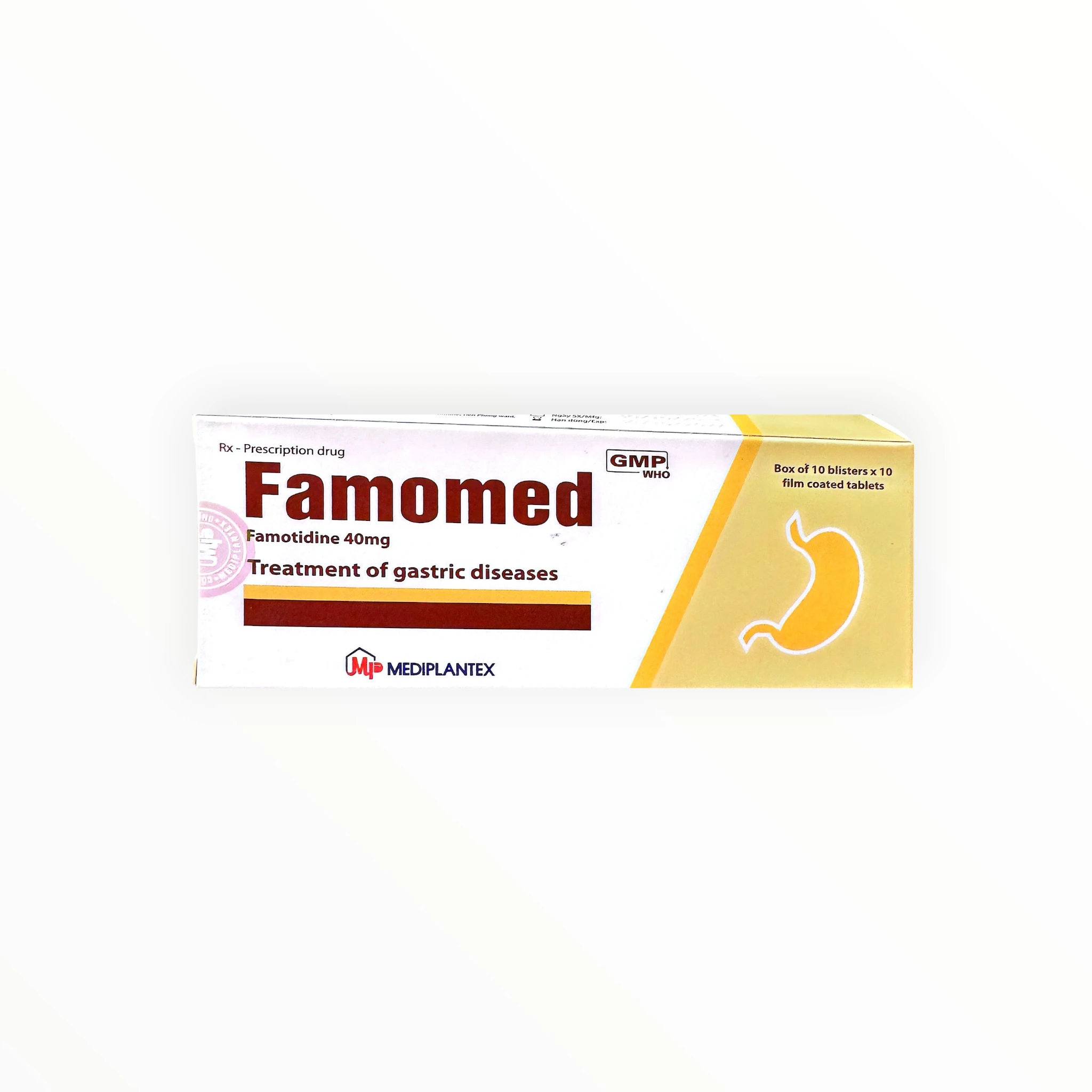 Thuốc Famomed 40mg Famotidin điều trị loét dạ dày tá tràng, trào ngược dạ dày thực quản (Hộp 10 vỉ x 10 viên) 1 Famomed - hộp 1