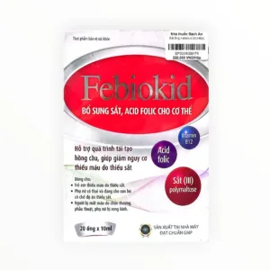 Ống uống Febiokid Sắt (III) polymaltose, Acid folic, Vitamin B12 hỗ trợ tái tạo hồng cầu (Hộp 20 ống x 10ml) - hộp 1