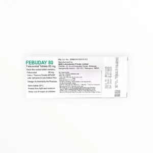 Thuốc Febuday 80 Febuxostat 80mg điều trị tăng acid uric mạn tính, bệnh gút (Hộp 3 vỉ x 10 viên) 8 Thuốc Febuday 80 Febuxostat 80mg điều trị tăng acid uric mạn tính, bệnh gút (Hộp 3 vỉ x 10 viên) - tờ hướng dẫn sử dụng 1