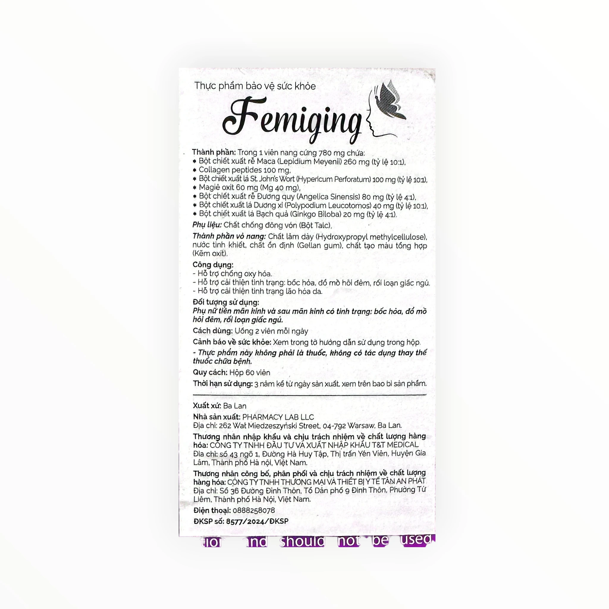 Viên nang cứng Femiging Maca 260mg, Collagen, St. John's Wort hỗ trợ giảm bốc hỏa, đổ mồ hôi đêm (Hộp 60 viên) 2 Viên nang cứng Femiging Maca 260mg, Collagen, St. John's Wort hỗ trợ giảm bốc hỏa, đổ mồ hôi đêm (Hộp 60 viên) - hộp 2