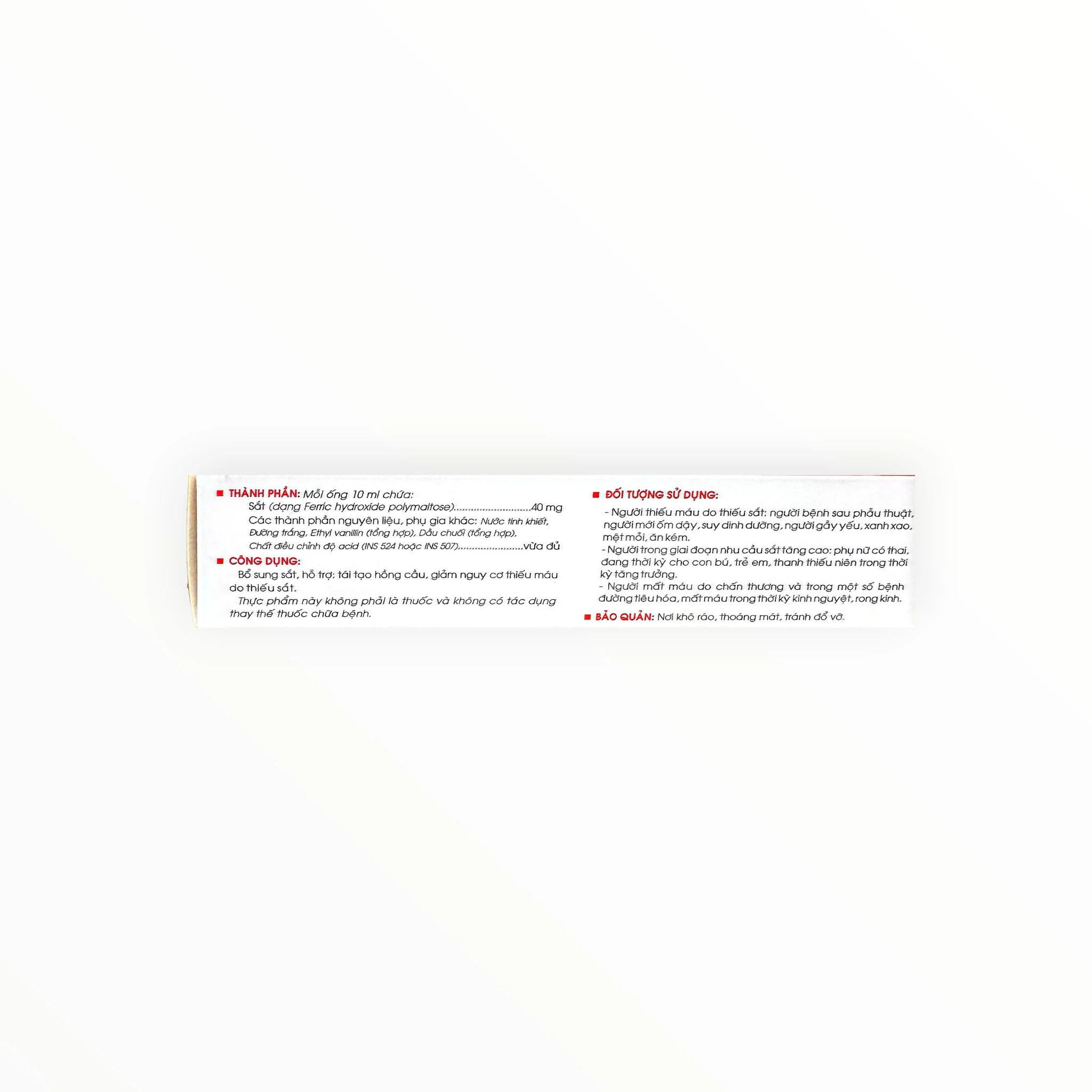 Siro uống Feritonic bổ sung sắt, giảm nguy cơ thiếu máu do thiếu sắt (Hộp 20 ống x 10ml) 4 Feritonic - hộp 3
