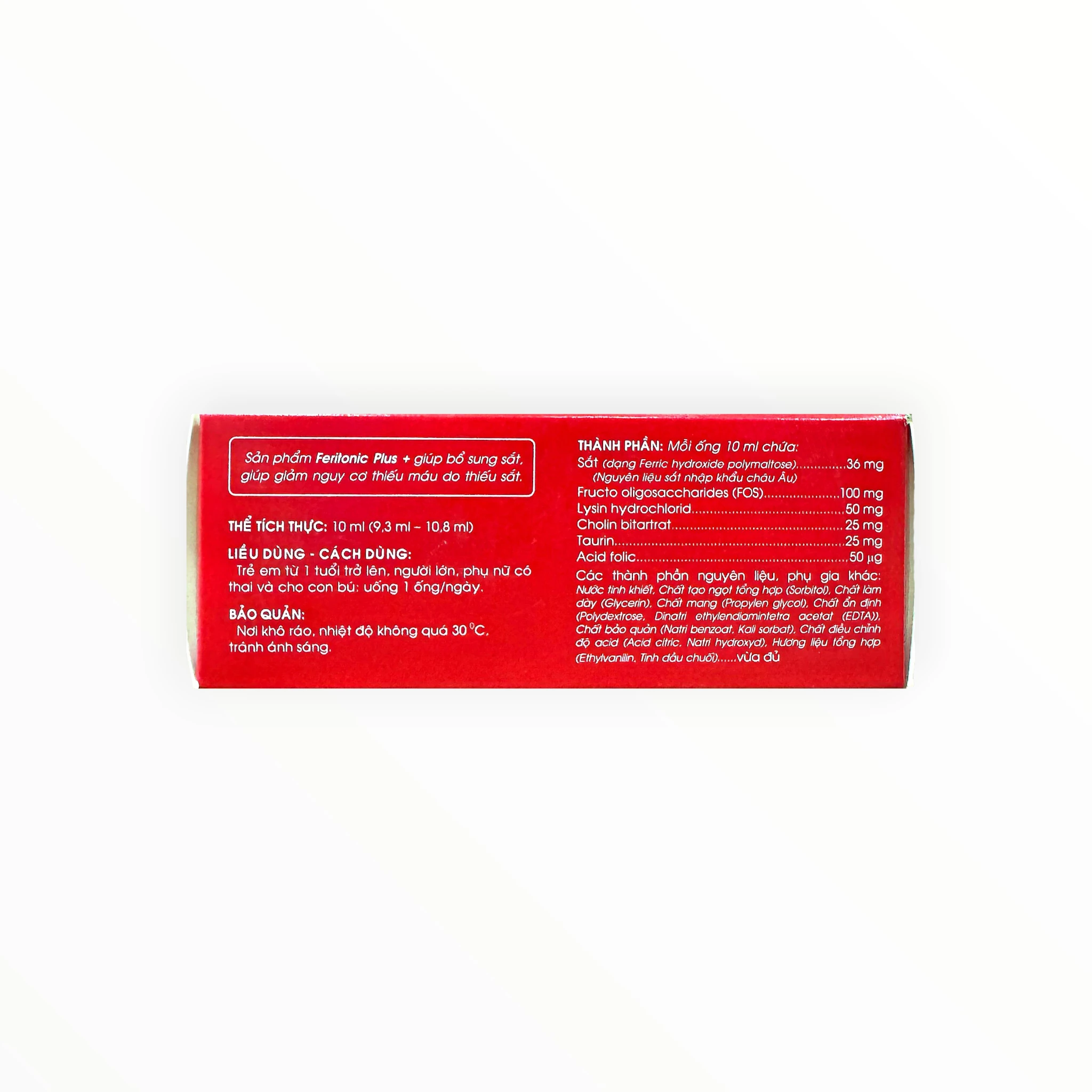 Thuốc Feritonic Plus+ siro bổ sung sắt không đường, giảm thiếu máu do thiếu sắt (Hộp 20 ống x 10ml) 3 Feritonic Plus+ - hộp 4
