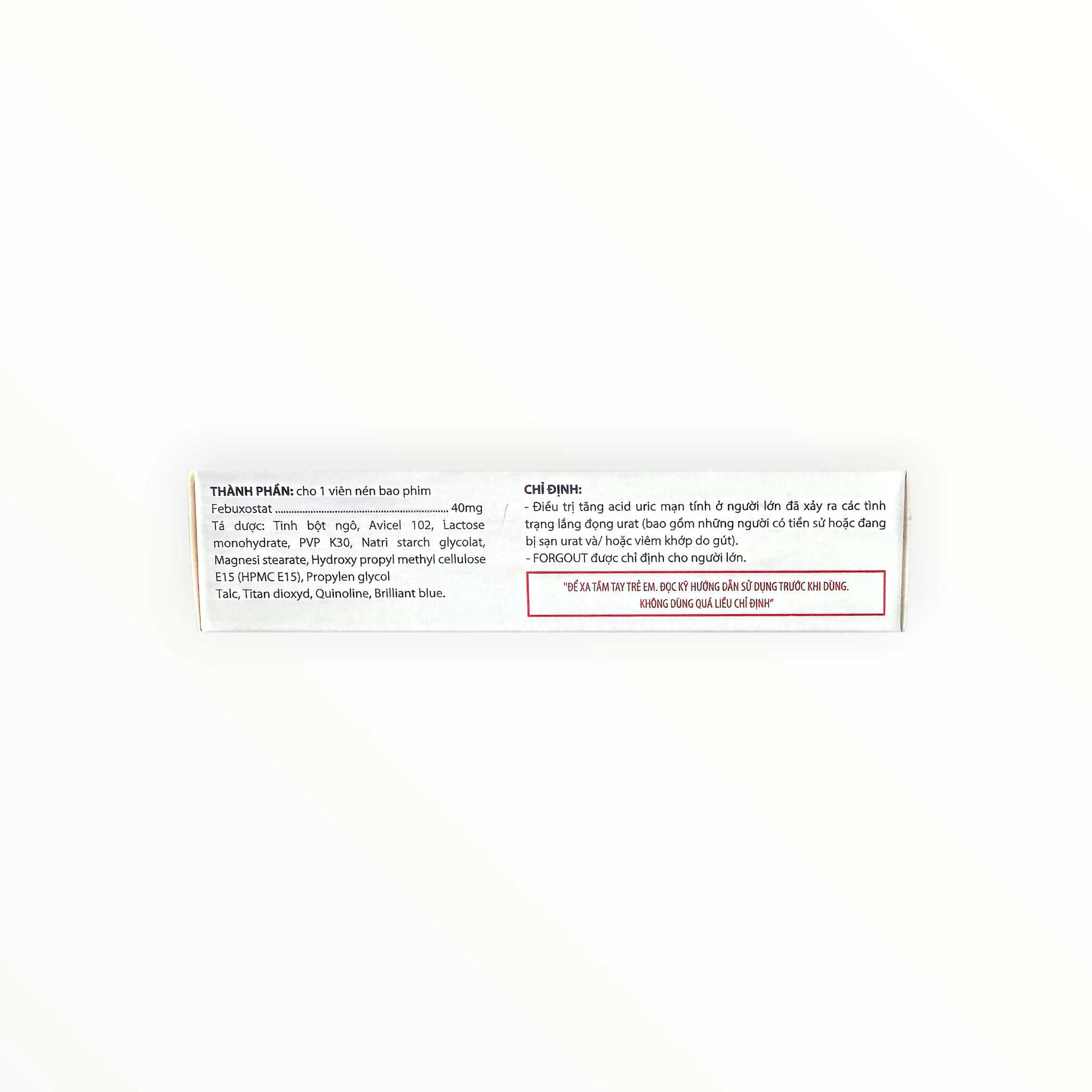 Thuốc Forgout 40 Febuxostat 40mg điều trị tăng acid uric mạn tính, gút (Hộp 2 vỉ x 15 viên) 2 Thuốc Forgout 40 Febuxostat 40mg điều trị tăng acid uric mạn tính, gút (Hộp 2 vỉ x 15 viên) - hộp 2