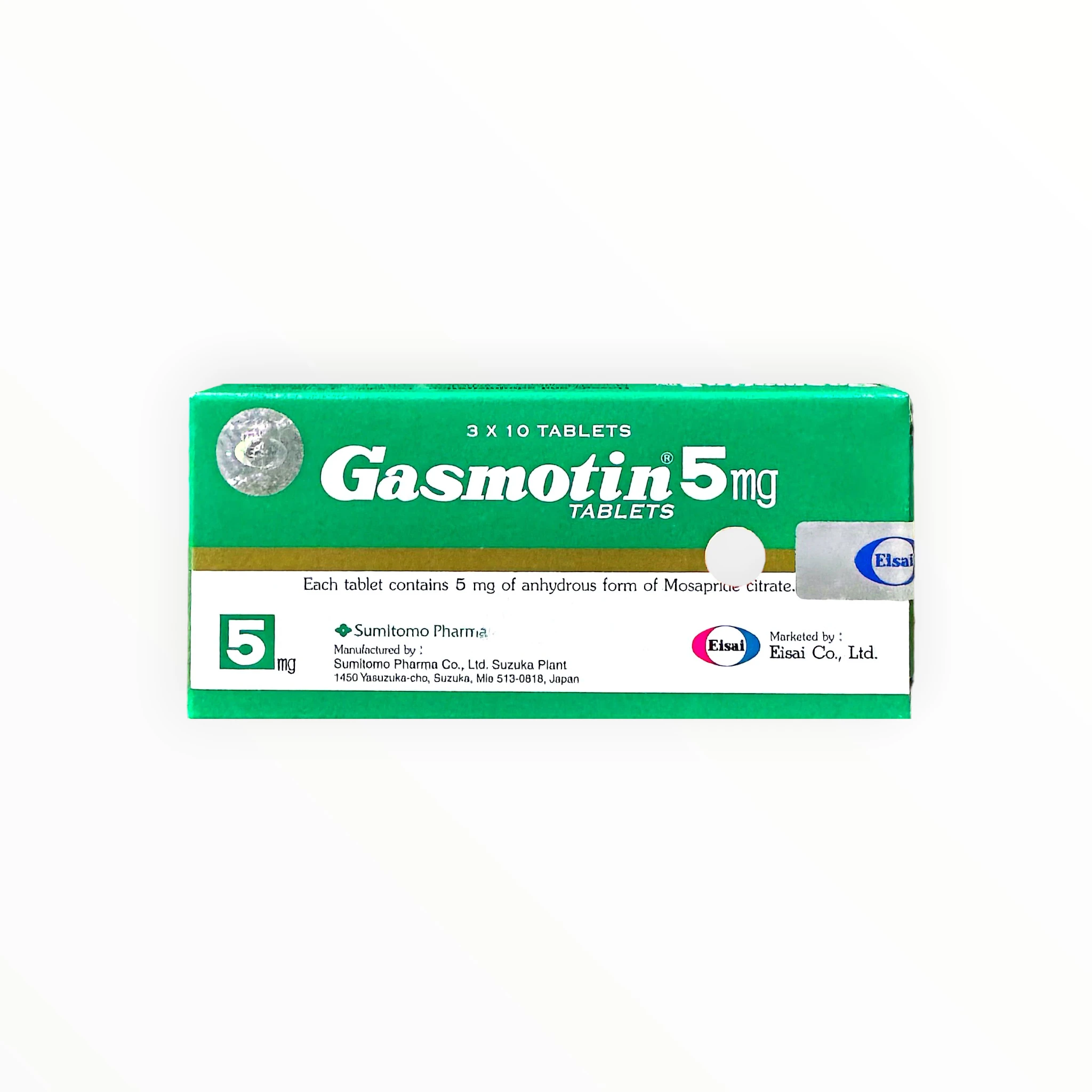 Thuốc Gasmotin 5mg Mosapride điều trị triệu chứng dạ dày - ruột do viêm dạ dày mạn tính (Hộp 3 vỉ x 10 viên) 1 Gasmotin - hộp 1