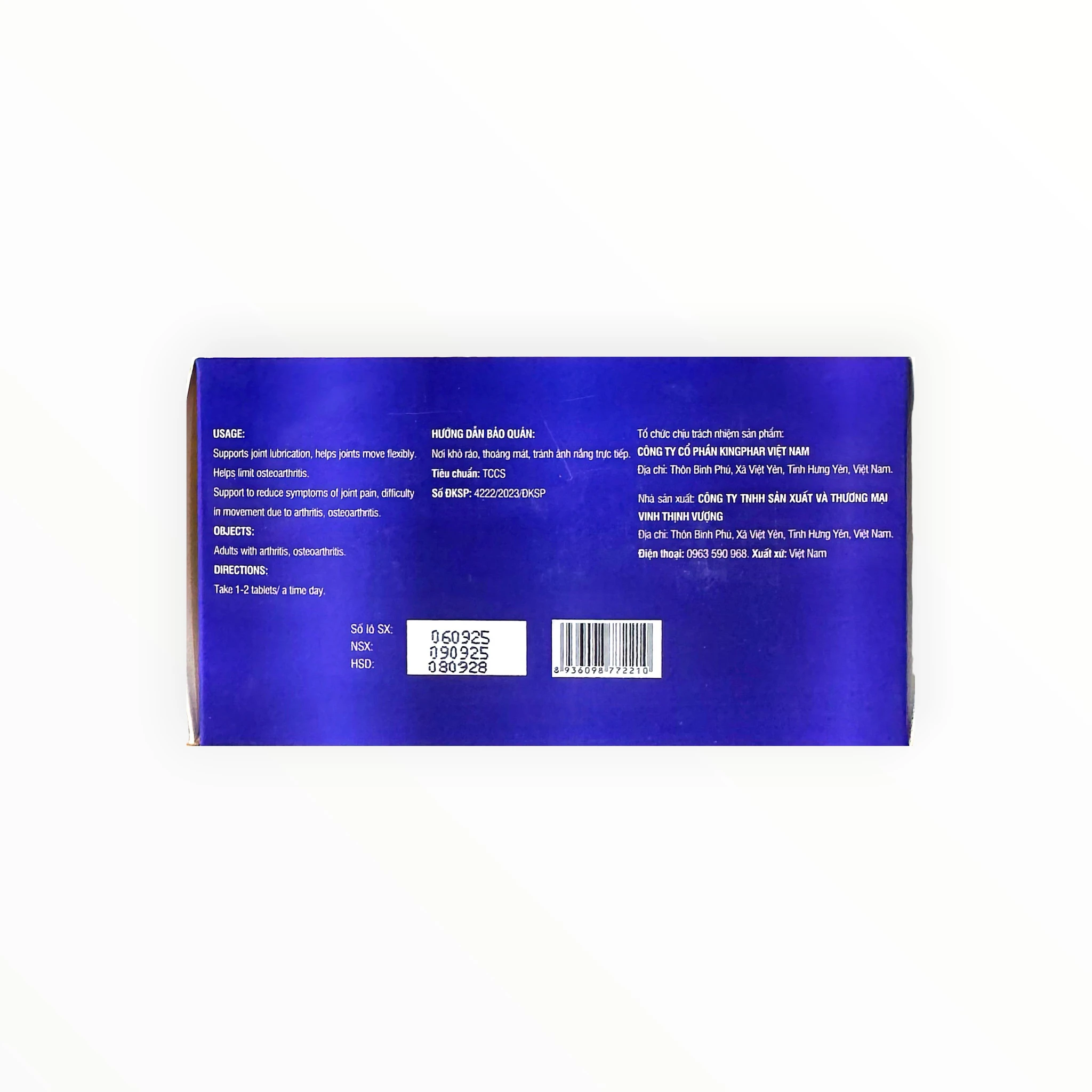 Viên nén bao phim Glucosamin 500 Kingphar hỗ trợ khớp linh hoạt, giảm thoái hóa khớp (Hộp 10 vỉ x 10 viên) 3 Glucosamin 500 Kingphar - hộp 3