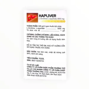Thuốc Hapliver 3000mg L-Ornithine L-aspartate (NSX Dược phẩm Trường Thọ, Hộp 20 gói x 5g) - hộp 2