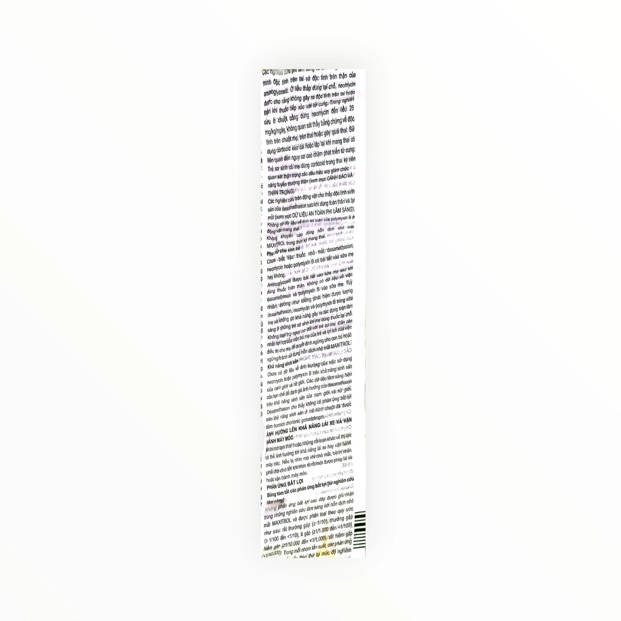 Hỗn dịch nhỏ mắt Maxitrol Dexamethason, Neomycin, Polymyxin B kháng viêm - kháng khuẩn (Lọ 5ml) 9 Tờ hướng dẫn sử dụng hỗn dịch nhỏ mắt Maxitrol Dexamethason, Neomycin, Polymyxin B