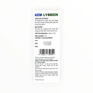 Dung dịch uống Kẽm Lysozin ZinC 60mg tăng sức đề kháng, giảm thiếu hụt kẽm (Hộp 20 gói x 10ml) 5 Kẽm Lysozin ZinC 60mg - hộp 3