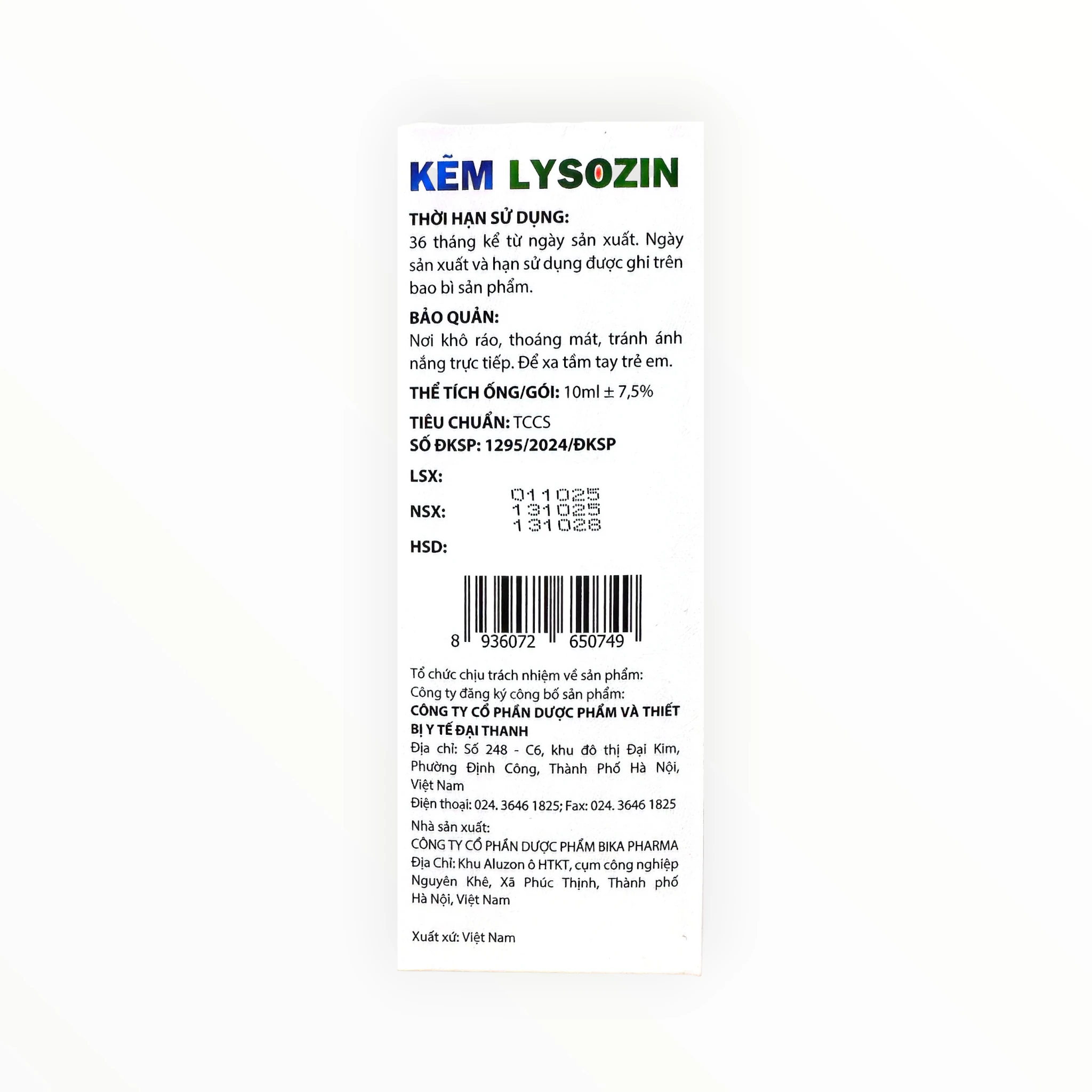 Dung dịch uống Kẽm Lysozin ZinC 60mg tăng sức đề kháng, giảm thiếu hụt kẽm (Hộp 20 gói x 10ml) 3 Kẽm Lysozin ZinC 60mg - hộp 3