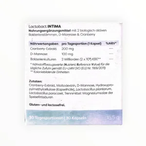 Viên nang Lactobact Intima chiết xuất nam việt quất 200mg, D-mannose 100mg cùng 2 lợi khuẩn cho nữ giới (Hộp 30 viên) - hộp 3