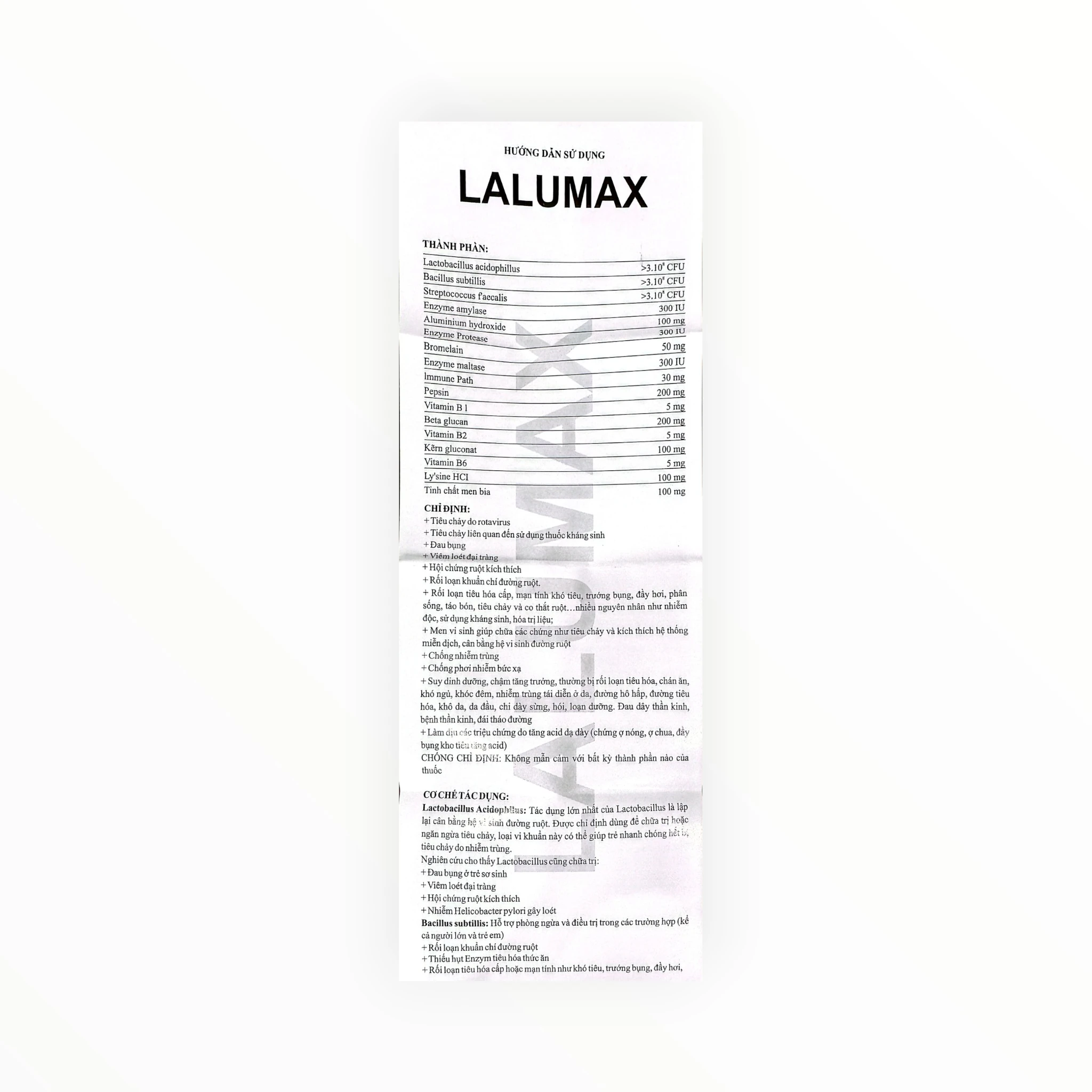 Cốm Lalumax bổ sung lợi khuẩn, cải thiện rối loạn tiêu hóa (Hộp 20 gói x 3g) 4 Lalumax - tờ hướng dẫn sử dụng 1