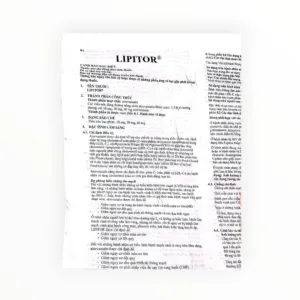 Thuốc Lipitor 10mg Atorvastatin điều trị tăng cholesterol máu, tăng lipid máu (Hộp 3 vỉ x 10 viên) - tờ hướng dẫn sử dụng 1