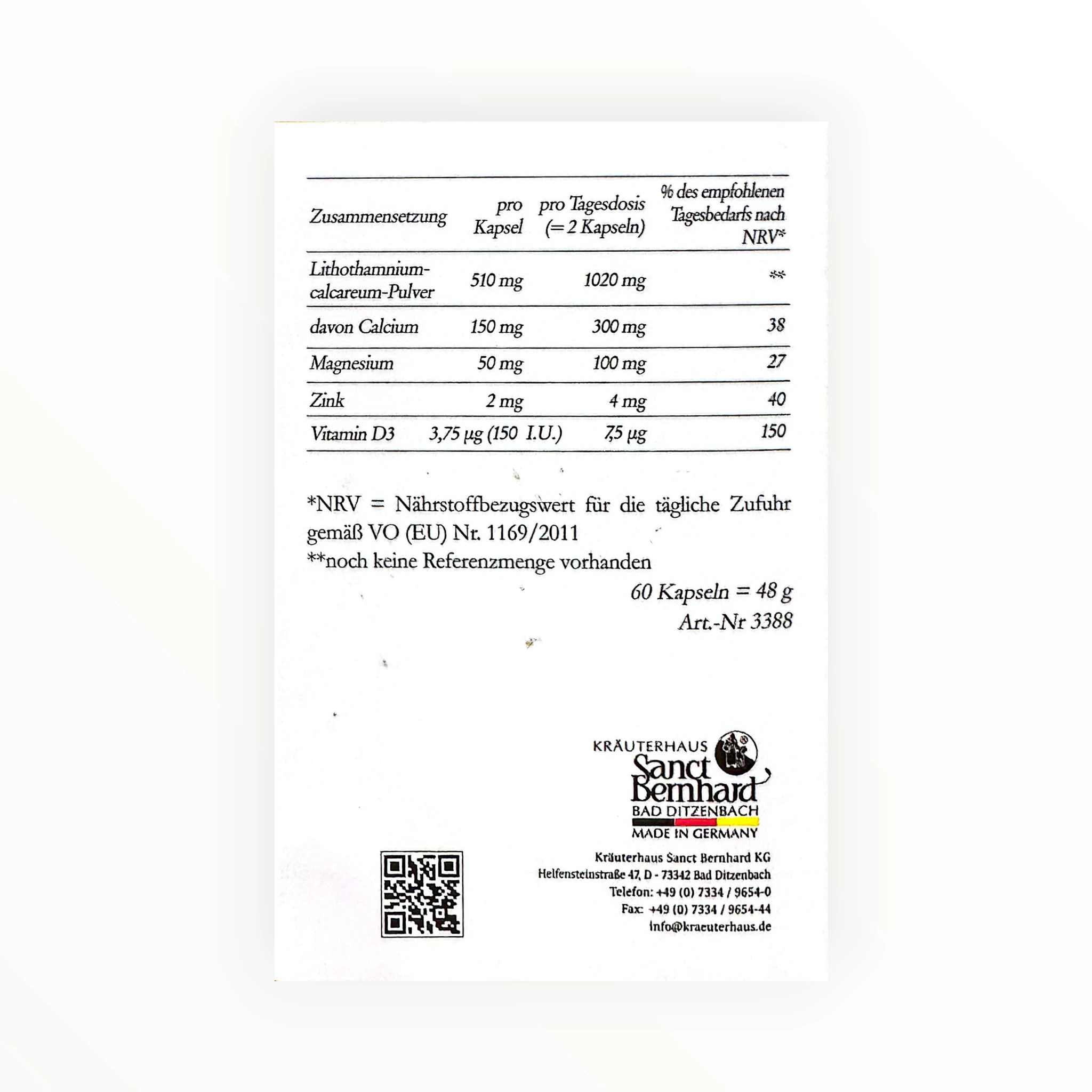 Viên nang Litho Plus hỗ trợ bổ sung canxi, giảm loãng xương (Hộp 60 viên) 3 Litho Plus Sanct Bernhard - hộp 3