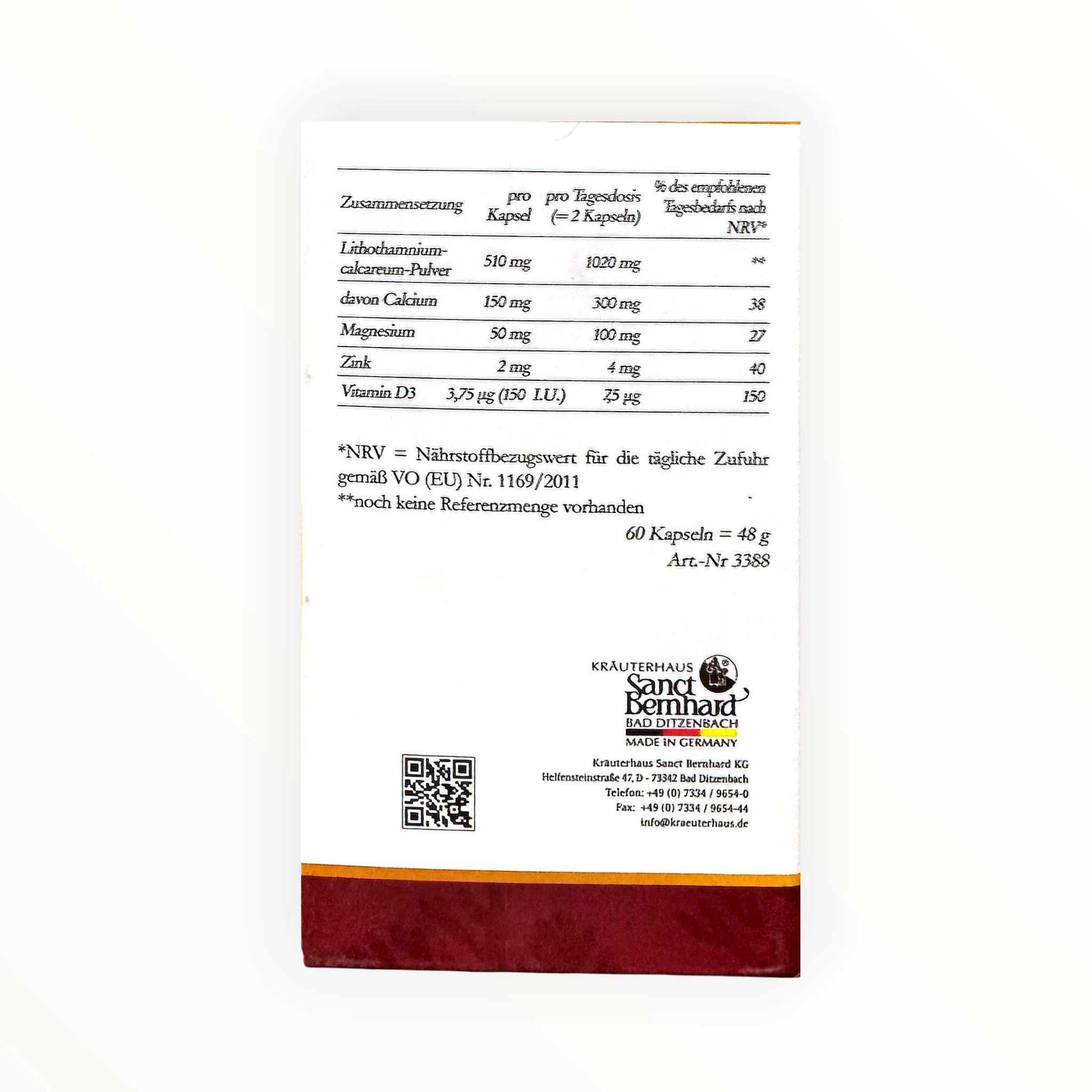 Viên nang Litho Plus hỗ trợ bổ sung canxi, giảm loãng xương (Hộp 60 viên) 5 Litho Plus Sanct Bernhard - hộp 5